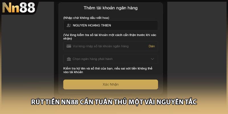 Rút tiền NN88 cần tuân thủ một vài nguyên tắc